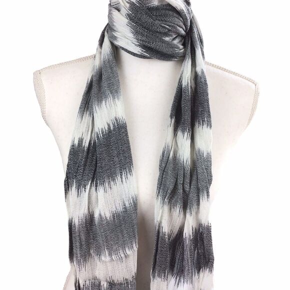 Collection 18 Women’s Heather Grey White Woven Stripe Rectangle Scarf 12x96 - Picture 16 of 16